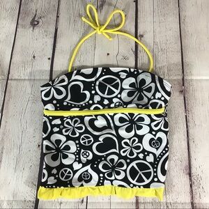 Arizona Girls Hearts, Flowers, Peace Signs Swimsuit Tankini Top - Size 10